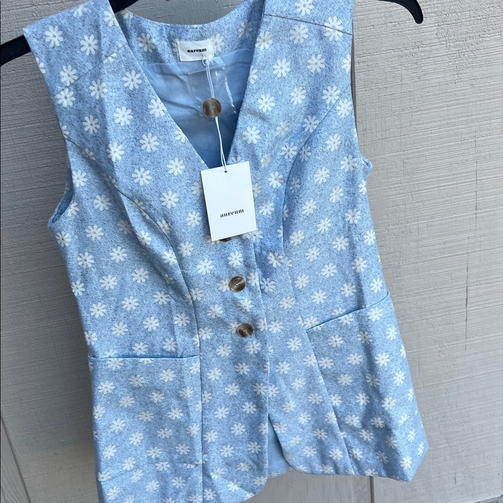 AUREUM Light Blue daisy Button-Up